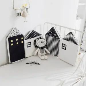 아기 침대 범퍼 쿠션 4p세트 벨벳 하우스 디자인 안전가드 북유럽 감성 H-V4