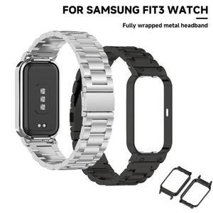 삼성 갤럭시 Fit3 Smartwatch 보호대 커버에 대한 금속 케이스 맞는 3 프레임에 18mm 밴드 시계줄 베젤