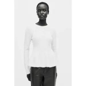 [정품] HM 여자 가디건 니트 자켓 비즈 디테일 페플럼 탑 크림 1310905003