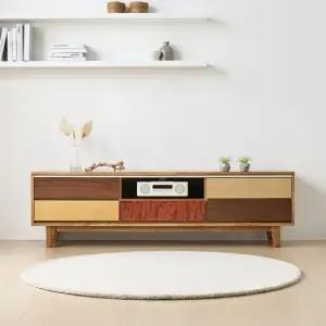 노현 고무나무 원목 몬드리아 거실장 1500