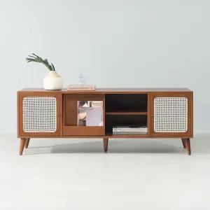 레보네 라탄 원목 슬라이딩 거실장 1500