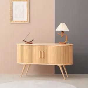 로유 라운드 원목 슬라이딩 템바보드 높은 거실장 1200