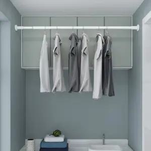 압축봉 무타공 커튼 설치 달기 암막 못없이 커튼봉 길이조절 화이트 90-160 110-200 140-260cm