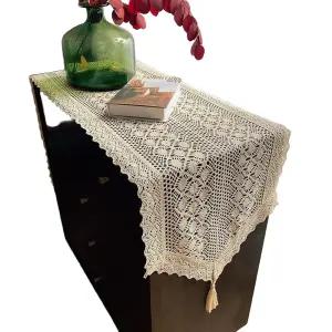 북유럽 레이스 플라워 러너 콘솔 테이블 테이블보 뜨개