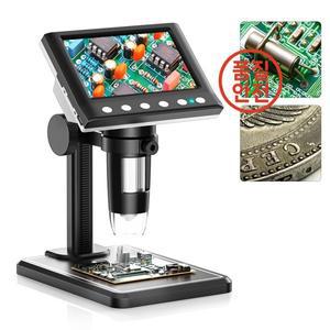 RIEVBCAU 성인 납땜용 디지털 현미경 DM7 4.3 인치 1000X 동전 비디오 8 LED