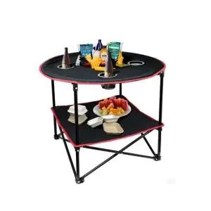 경량형 4구 컵홀더 내장형 접이식 원형 캠핑테이블 키친테이블 바베큐 미니테이블 경량테이블 캠핑용품