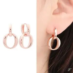 드롭 진주 귀걸이 라운드링 링 14K 꽃 선물 (WFJ59Z7)