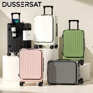 새로운 프론트 오픈형 여행 가방, 헛 트롤리 박스 20/24/26인치 고품질 프레임 대용량 여행 가방 남녀 공용 여행 케이스