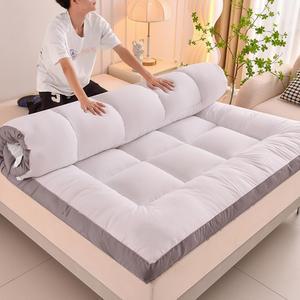 두꺼운 패드 침대 까는 이불 천연 고정밴드 요 바닥 매트 푹신 손님용 따뜻한
