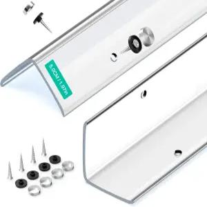 프라이치 벽 모서리 보호대 자동 접착 PVC 양면 가구 계단 보호대(클리어 나사 고정 2pcs x 35.4 L 1.97 W)