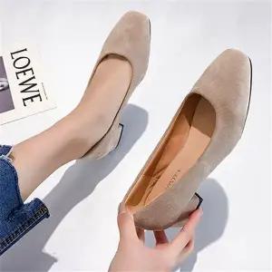 스퀘어 3컬러 스웨이드 플랫 펌프스힐 WFI41A2