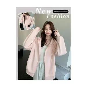 여자 맨투맨 티 셔츠 후드 가을 겨울 기모 카디건 상의 BE4