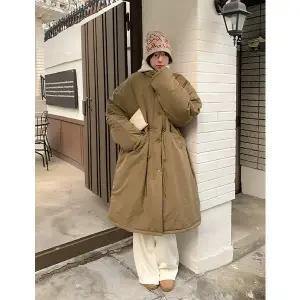 [공구우먼] 켄티 목배색 스트링 야상 롱 패딩 [4온스] 85745 빅사이즈 여성의류