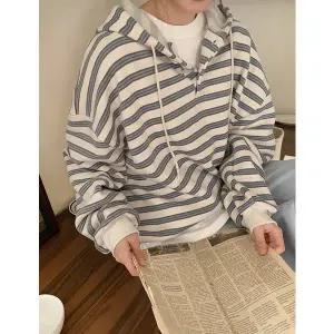 [공구우먼] 치로 배색 스트라이프 속기모 후드 티셔츠 85743 빅사이즈 여성의류
