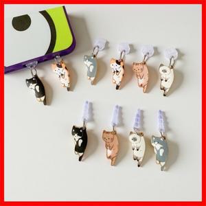 아이폰용 고양이 모양 휴대폰 먼지 방지 마개 (삼성 타입C 커넥터, 3.5mm 소켓, AC 걸이형)