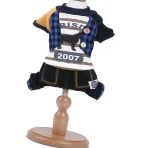 반려견 체크 바지 올인원 스타일 외출용 애견 의류 (WFK6CB5)