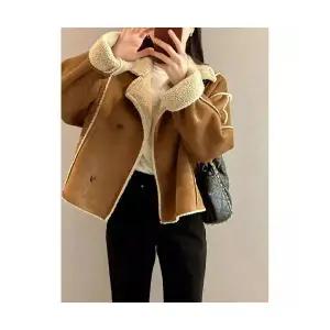 여성 정장 자켓 겨울 긴팔 더블 솔리드 스웨이드 코트 MF4