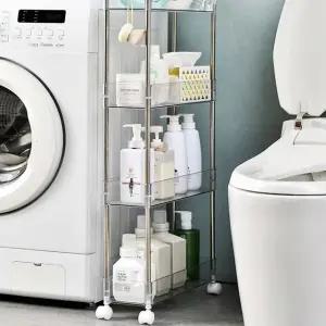 다용도실4단선반 4단 욕실 투명카트 간식 이동식 (WFJ6GED)