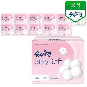 [깨끗한나라] 순수한면 실키소프트 중형 16개입x12팩