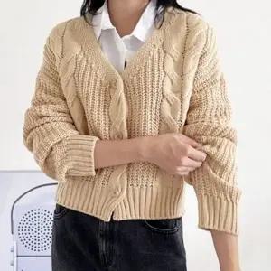 꽈배기 여성 데일리 브이넥 가디건 클래식 니트 4색 (KYR-WFH3ZKJ)