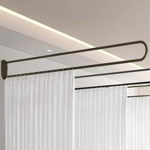 개인정보 보호를 위한 행잉 룸 칸막이 커튼 로드 U자형 벽 현대식 방 분리기 트랙 침실, 피팅룸 및 미용실 프라이버시를 금속 공간 칸막이(블랙)