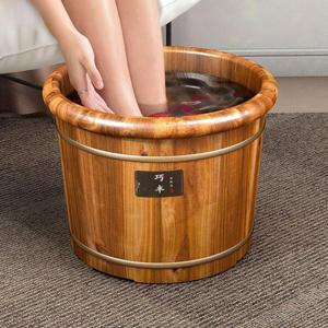 나무 족욕통 원목 발욕조 손잡이 원형 온천 2인용 휴대용 습식 제공