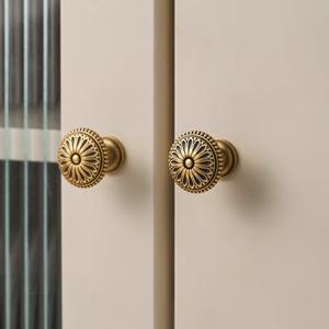 프랑스 빈티지 황동 서랍 수납장 도어 핸들 손잡이 서랍 청동 색상 단일 구멍