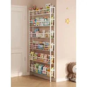 공간활용 문뒤수납 선반장 책장 까꿍선반 미니 스틸 6단 62x11.8x188cm