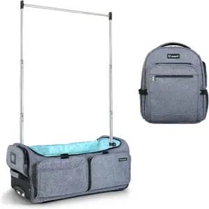 MaviiTM 시그니처 2개 세트 - 휠드 28인치 접이식 의류 랙 더플 + 컨벤션 백팩 17인치 여행 가방 스타일