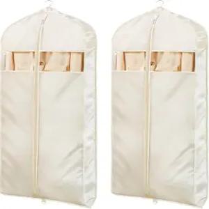 옷을 걸 수 있는 유니비 슈퍼 소프트 새틴 의류 가방 거싯이 달린 60인치 지퍼 원피스 커버 코트 자켓 셔츠