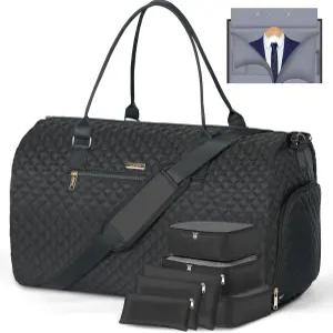 6세트 포장 큐브가 포함된 LekeSpring 의류 가방 여성 컨버터블 위켄더 여행용 가방에 큰 휴대용 더플 선물