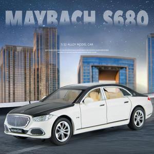 1:32 메르세데스 벤츠 Maybach S680 합금 자동차 다이 캐스트 모델 시뮬레이션 사운드 라이트 풀백 장난감