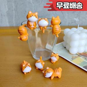 재미있는  오렌지 고양이 동물 자동차 장식 PVC 공예 미니어처 피규어 분재용  그 미세 풍경 요정 8 개