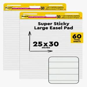 포스트잇 슈퍼 스티키 이젤 패드 25인치 x 30인치 흰색 안감 2개/팩 30장/패드 (561WL VAD 2PK)