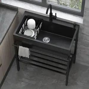 블랙 싱크대 사무실 탕비실 씽크볼 업소용 미용실 보조 세면대 하부장 씽크대 소형 캠핑장