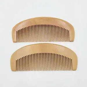 복숭아 나무 원목 촘촘한 소형 머리빗 반달형 (WFK91NU)