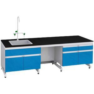 실험실 싱크대 1500 조립식 1.5m 철재와 오른쪽 목재 테이블 작업대