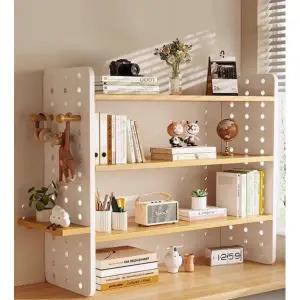 데스크탑 원목 책상 정리대 수납 책꽂이 타공 싱부장 1판+2스틱 3단 50x20x60cm