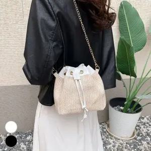 여성 미니백 크로스백 왕골가방 체인 복조리 버킷백 (WFKACD0)