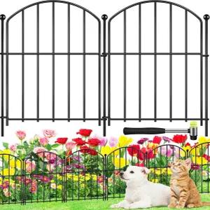 장식 정원 울타리 17인치 (H) x 10피트 (L) 개와 토끼를 위한 아치형 방청 금속 노 디그 펜스 화단을 동물
