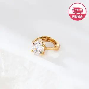 [비앤비골드] (당일발송) 14K 샤인 서클 큐빅 원터치 링 피어싱 한쪽 JAE40804