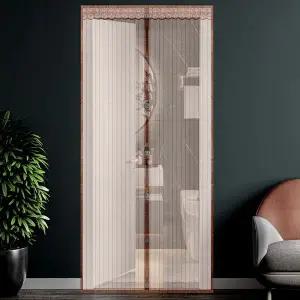 스트라이프 현관 방충망 모기장 브라운