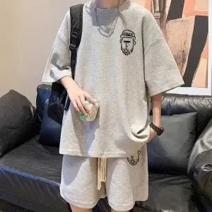 [하프클럽/]남자 상하의 세트 프린팅 로고 루즈핏 여름 데일리룩