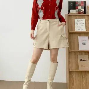 [하프클럽/옷자락]여자 카고 골덴숏팬츠 빅사이즈 와이드 기모 반바지