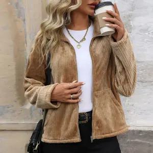 빛채운 여성점퍼 재킷 추동 숄카라 뽀글이 포켓 집업 솔리드 코트 OPH4