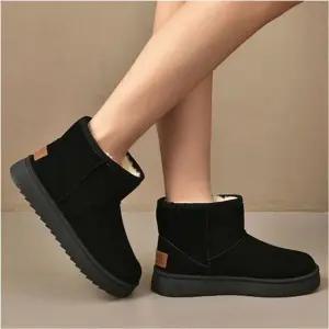여성 겨울 스웨이드 털부츠 숏기장 기모안감 겨울 신발 2색