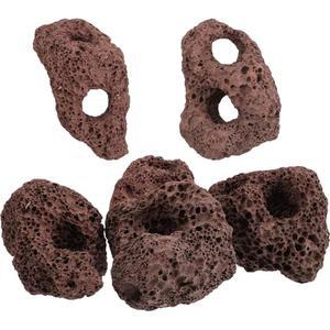 메리하피 수족관 화산암 장식품 6종 세트 - 어항 조경 및 수생 식물 고정을 위한 용암 암석 물고기와 새우 쉼터를 이중 구멍이 있는 장식용 화산