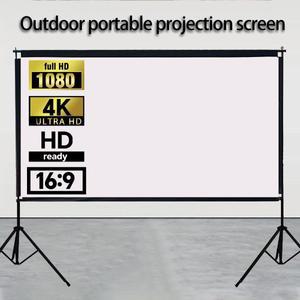 스탠드 프로젝션 스크린 100인치 16:9 화면비율 접이식 및 주름 방지 세탁 가능 실내용 휴대 가능.