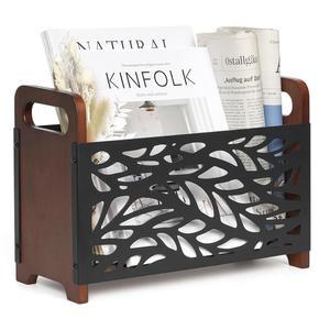 QILICHZ 매거진 홀더, 우드 매거진 랙, 러스틱 매거진 파일 홀더, 매거진 보관 바구니, 매거진 랙 플로어, 팜하우스 매거진 매거진 오거나이저, 책, 신문