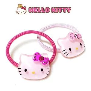 헬로키티 리본 큐빅 얼굴 팬던트 머리끈 유아헤어핀 헤어핀 머리끈 귀걸이